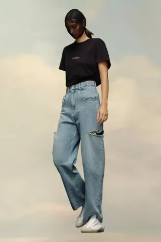 Denim-Jeans mit Schrägstrich-Details