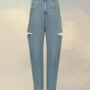 Denim-Jeans mit Schrägstrich-Details Denim-Jeans mit Schrägstrich-Details