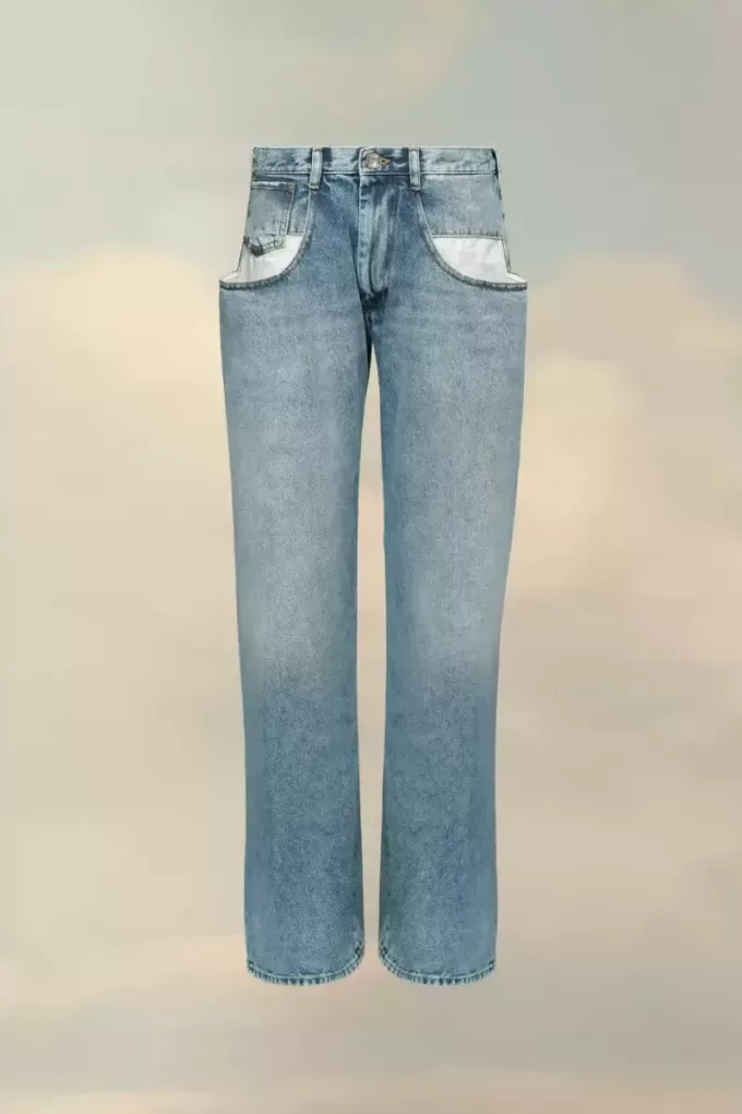 Gerade Jeans mit kontrastierenden Taschen Gerade Jeans mit kontrastierenden Taschen