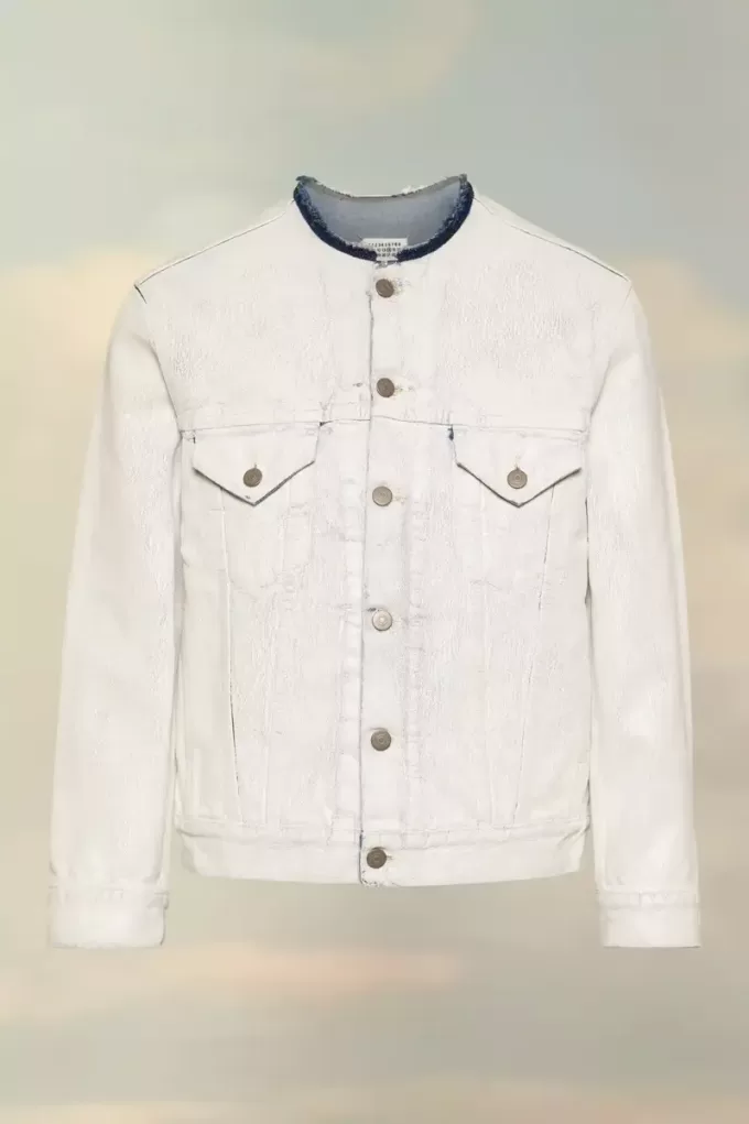 Kragenlose Jeansjacke Kragenlose Jeansjacke