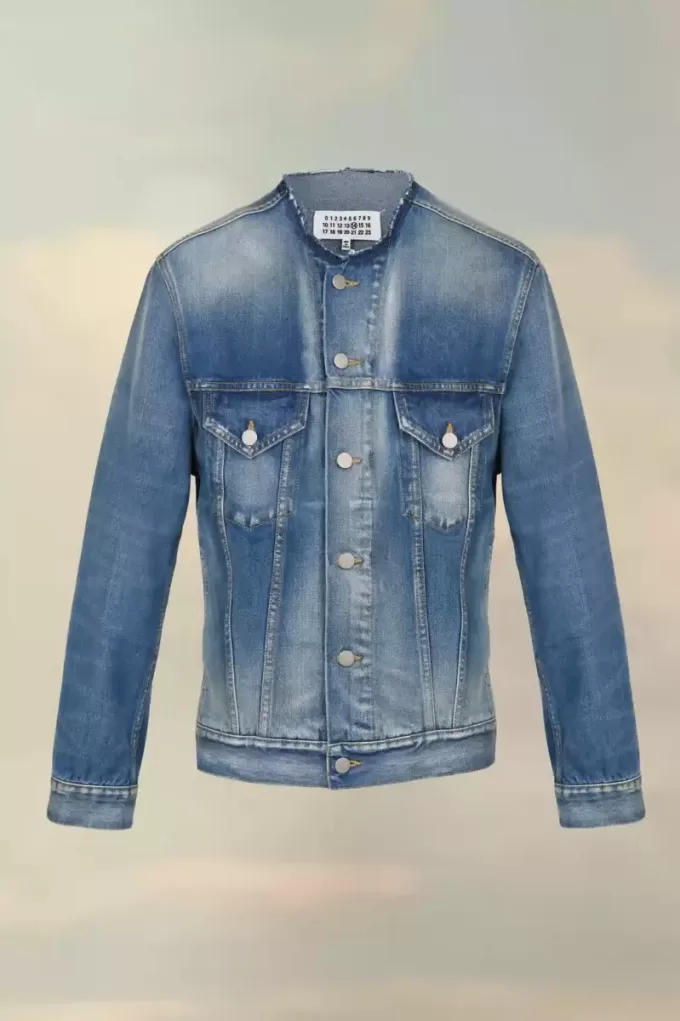 Kragenlose Jeansjacke Kragenlose Jeansjacke